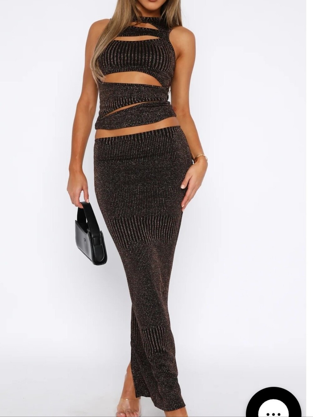 White Fox Never Again Maxi Skirt & Less Than Zero Top In Bronze